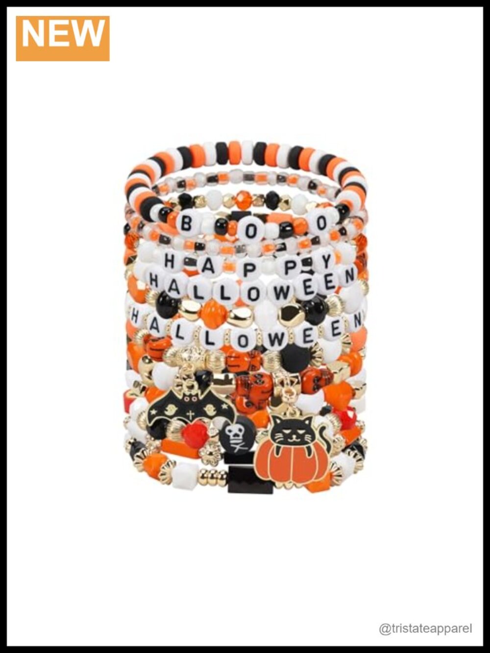 Halloween Stretch Bracelets Set Stackable Beaded Charms